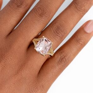 14K Gold Plated Light Pink Crystal Statement Ring | Size 7